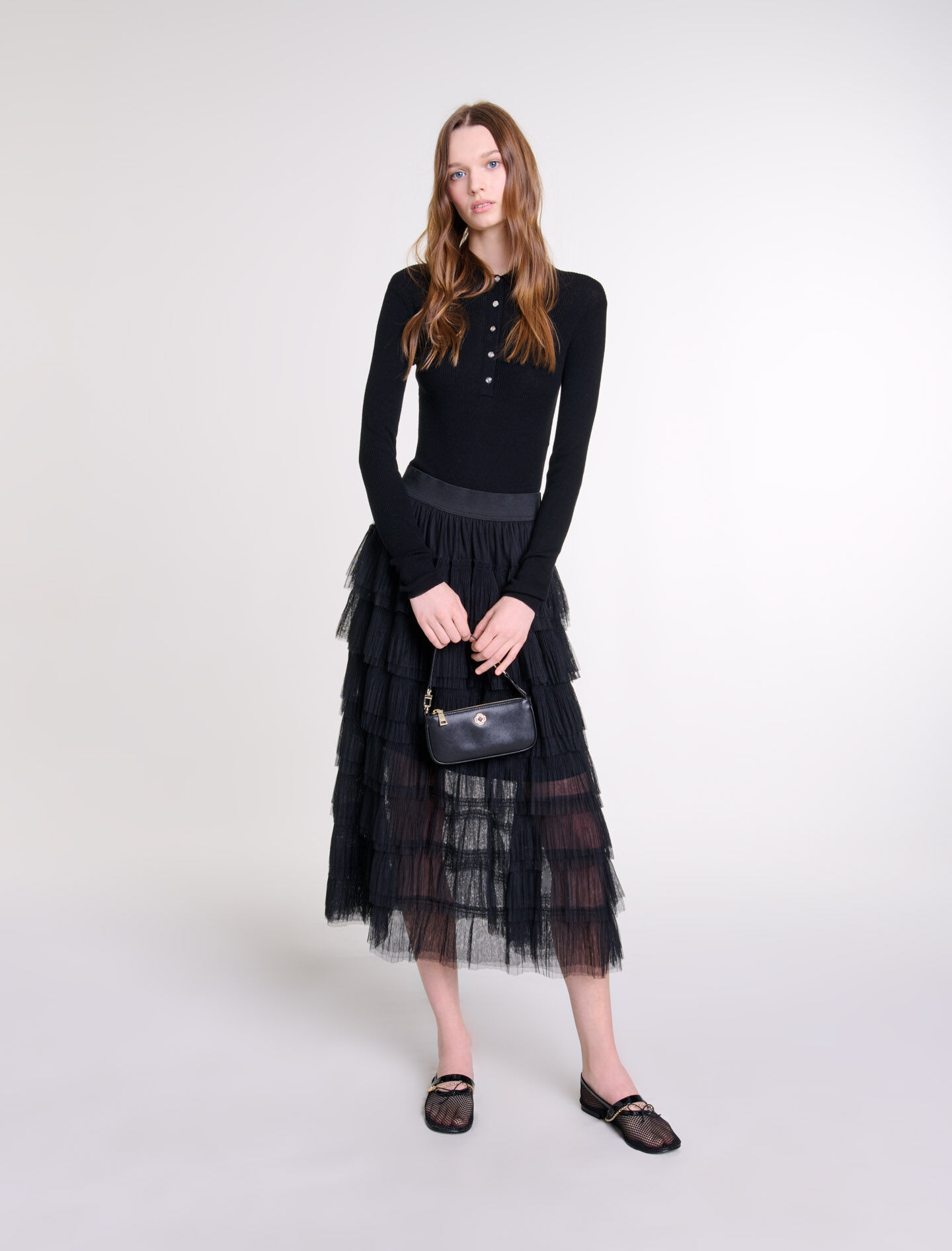 Mae pleated tulle midi skirt shop