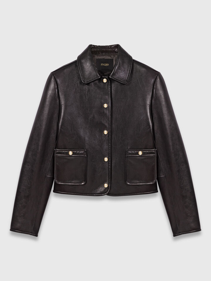 Cropped leather jacket