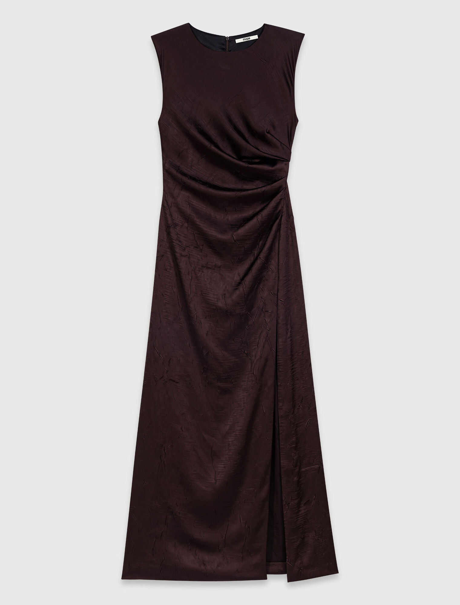 Satin-effect draped maxi dress