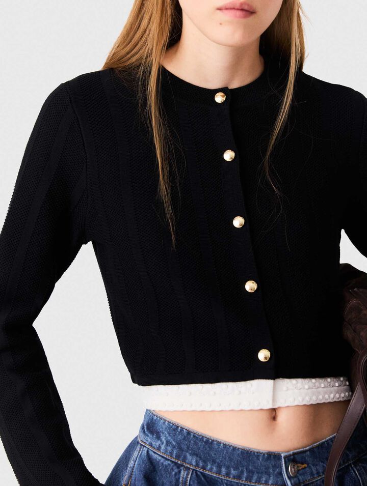 Cardigan with contrast band