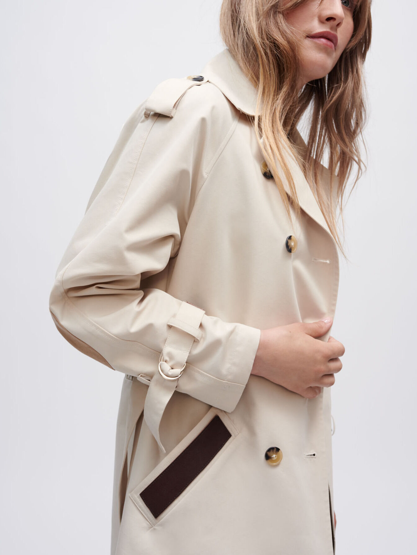 Trench coat with smocking at the back Offline Coats Maje