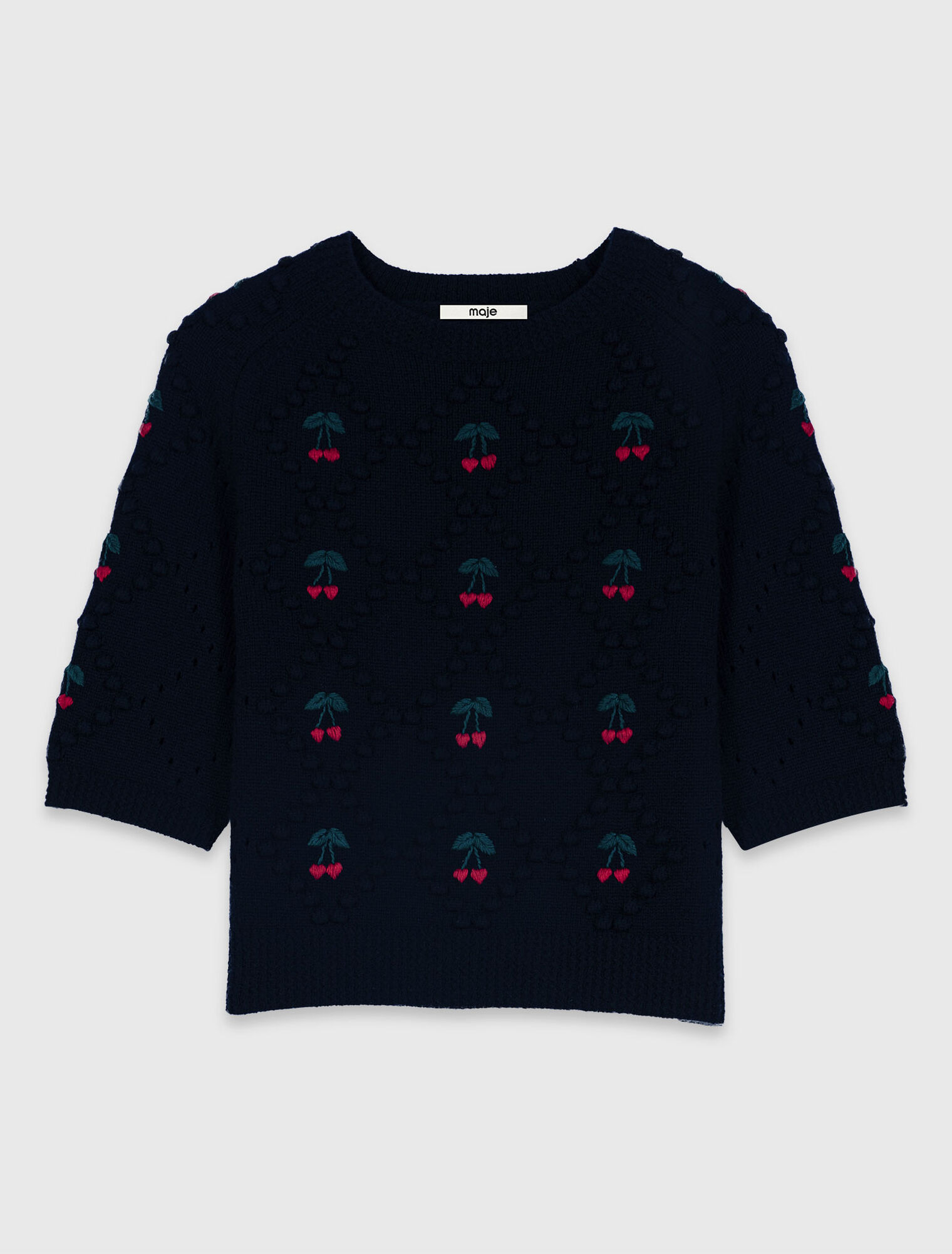 Jumper with embroidered cherries