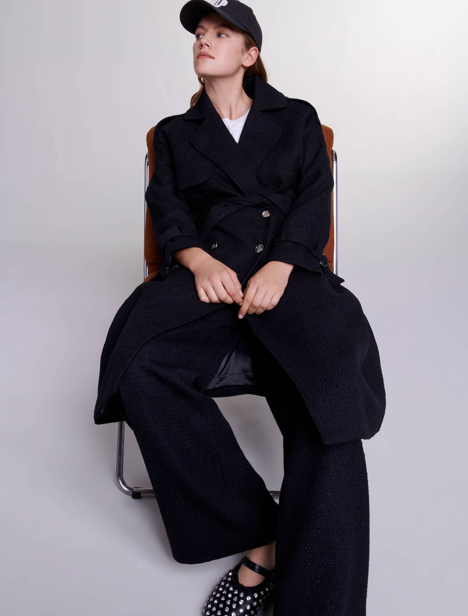 Tweed trench coat