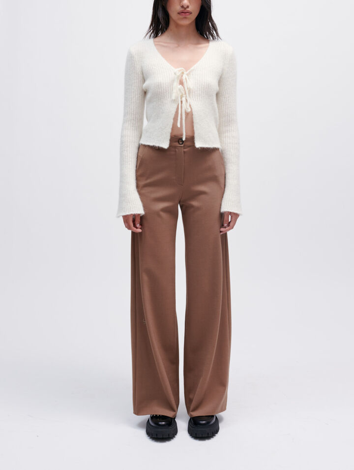Stretch knit cardigan with ties