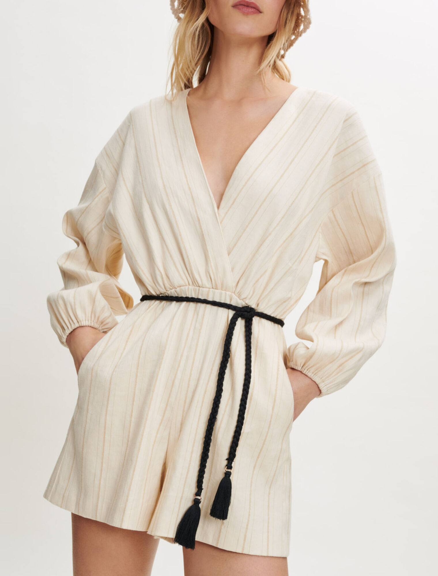 Combination shorts in linen and cotton