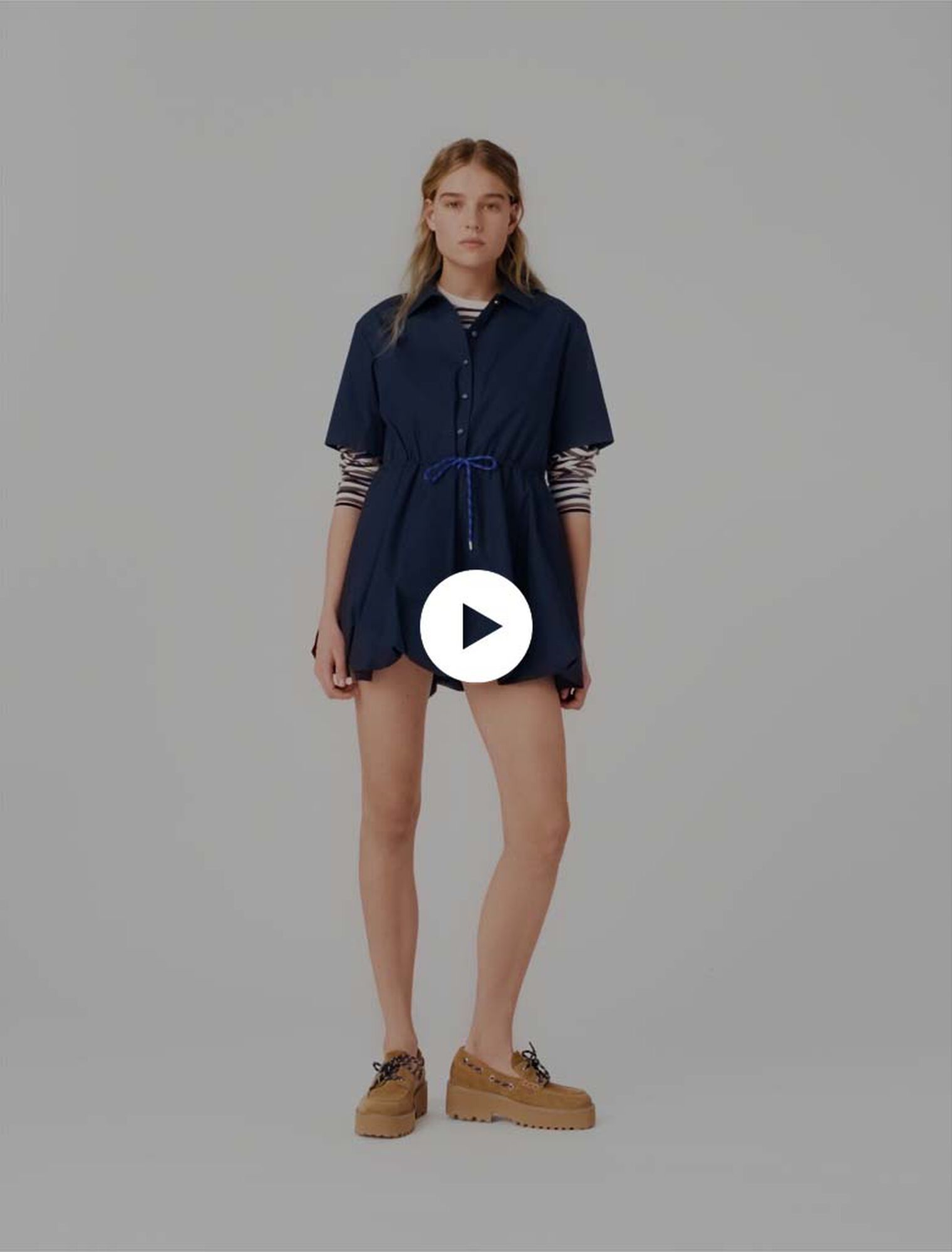 Short-sleeved cotton bubble dress