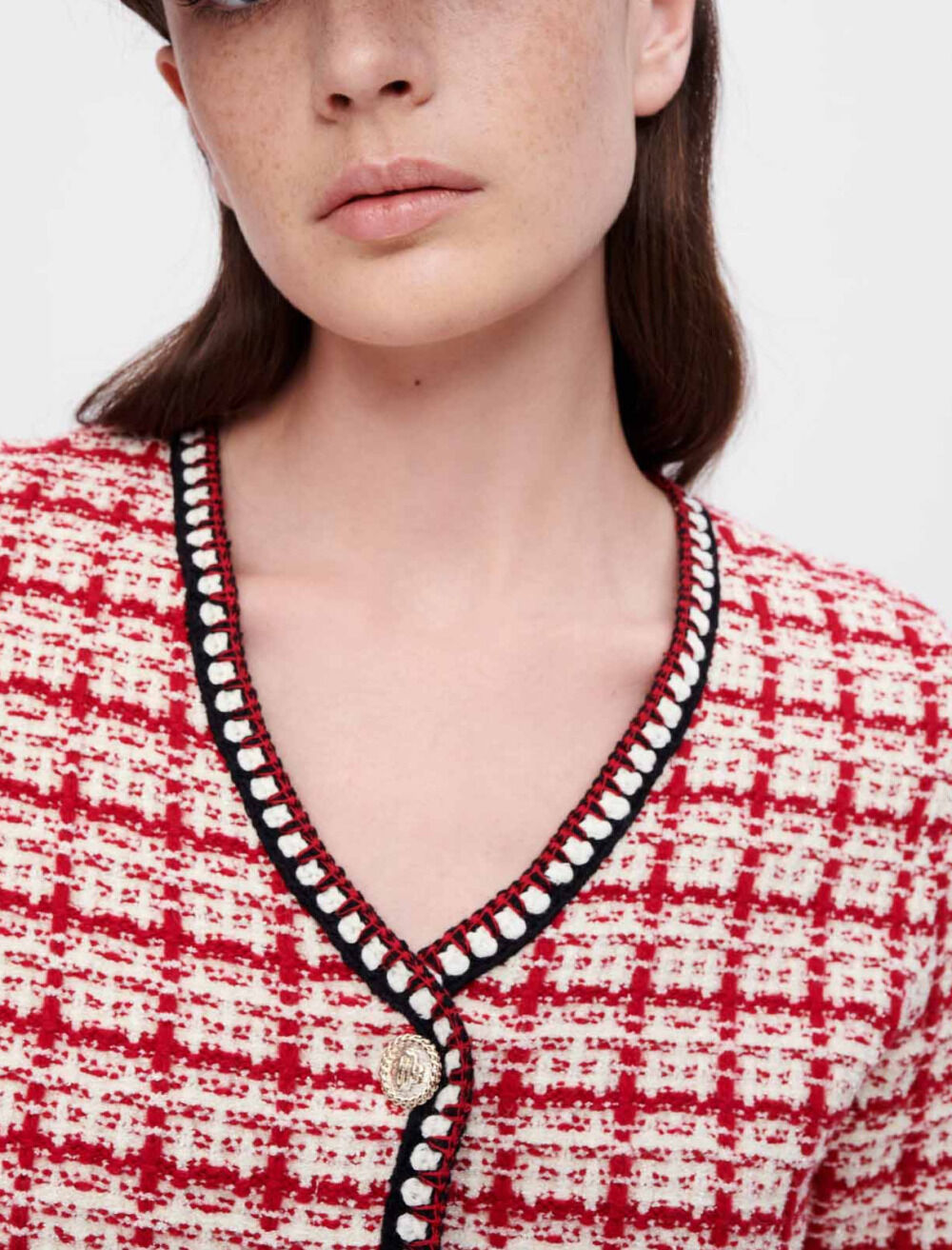 Checked tweed-style knit dress