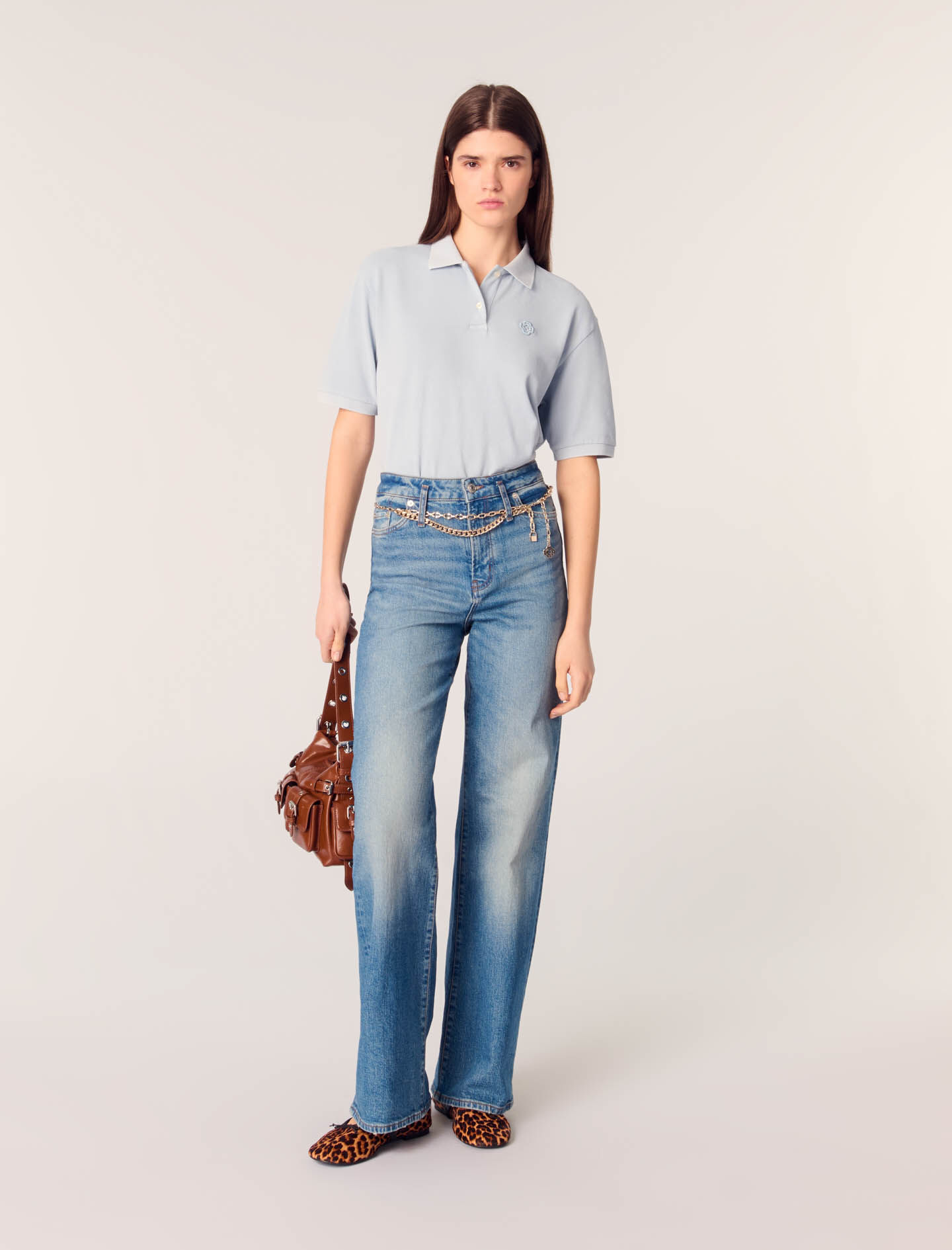 Jeans with chain-link belt - High waist jeans | Maje