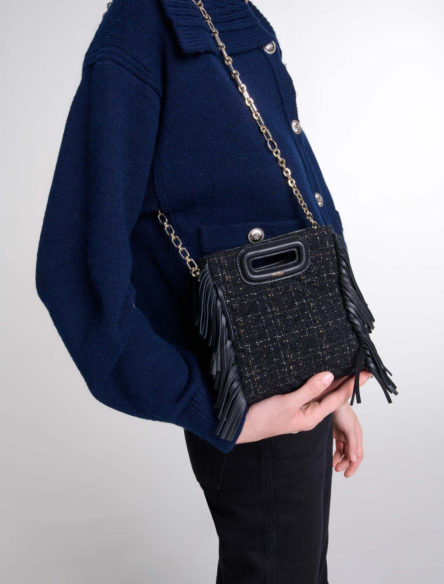Quilted tweed mini M bag