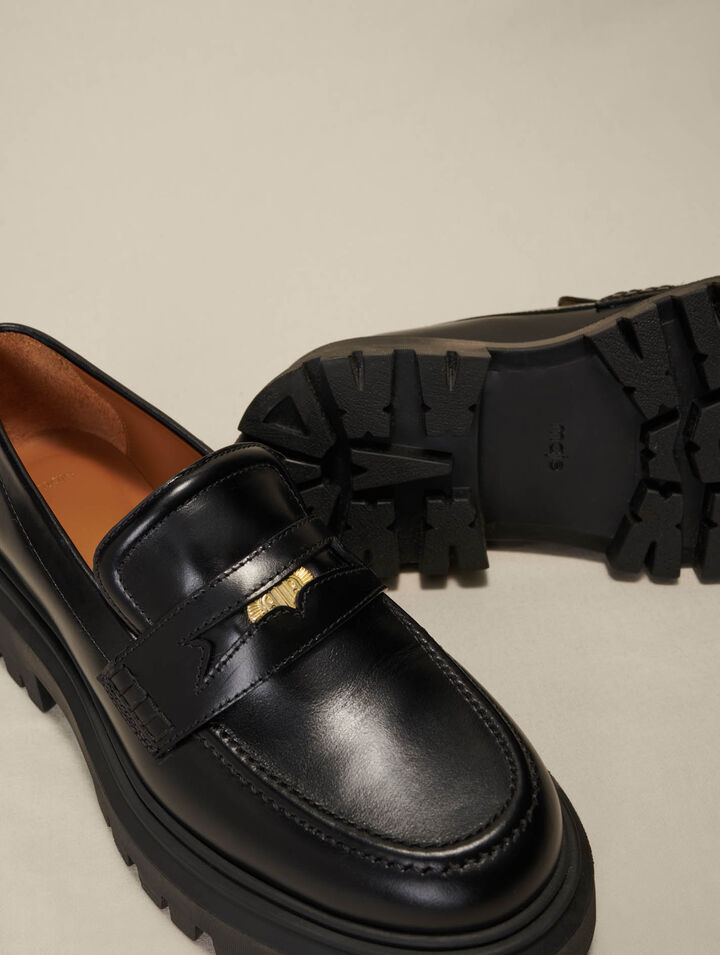 Leather platform loafers