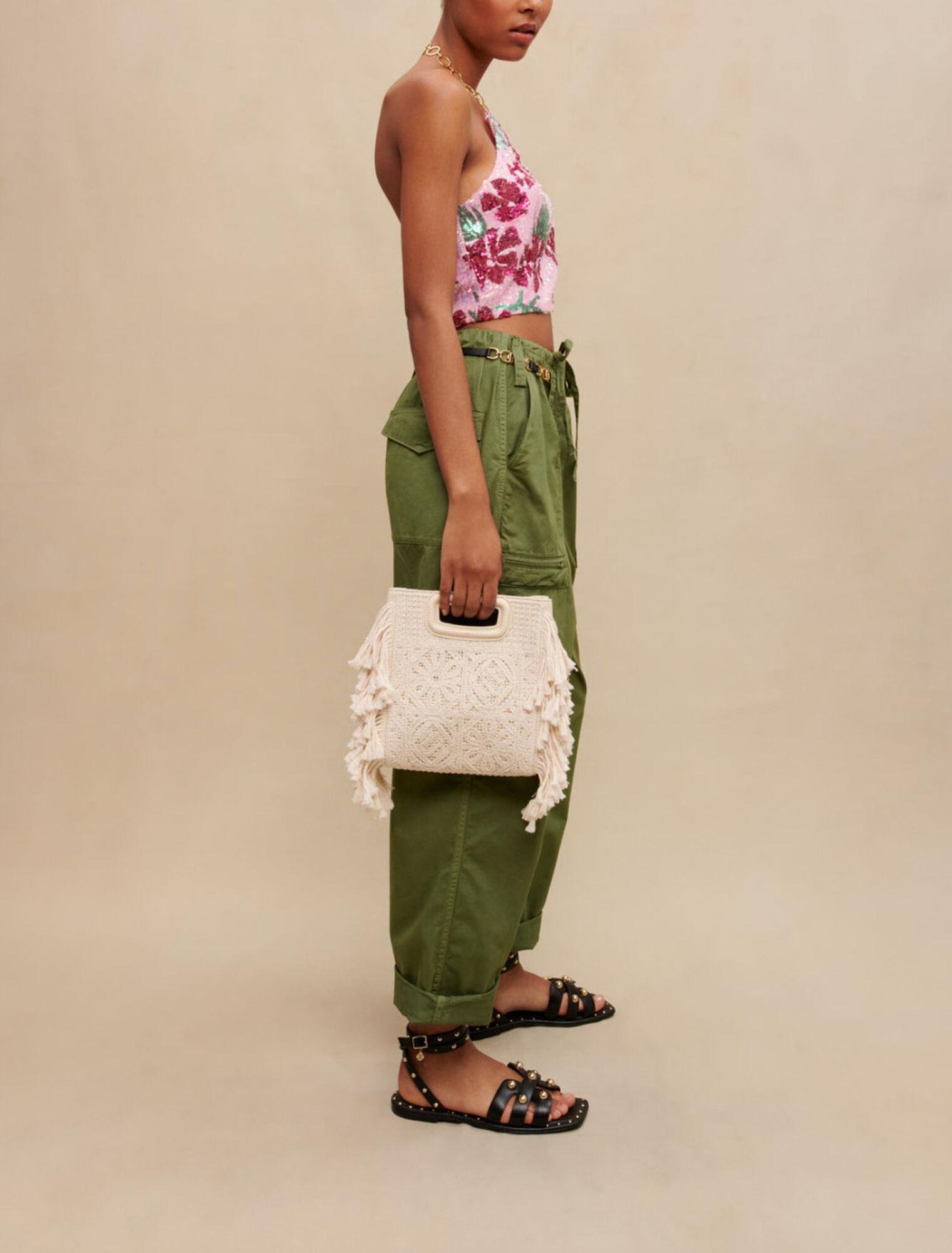 Hibiscus sequin crop top