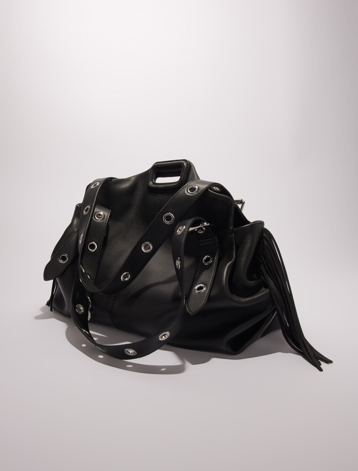 Plain leather Miss M XL bag Black / Gray for Women | Maje