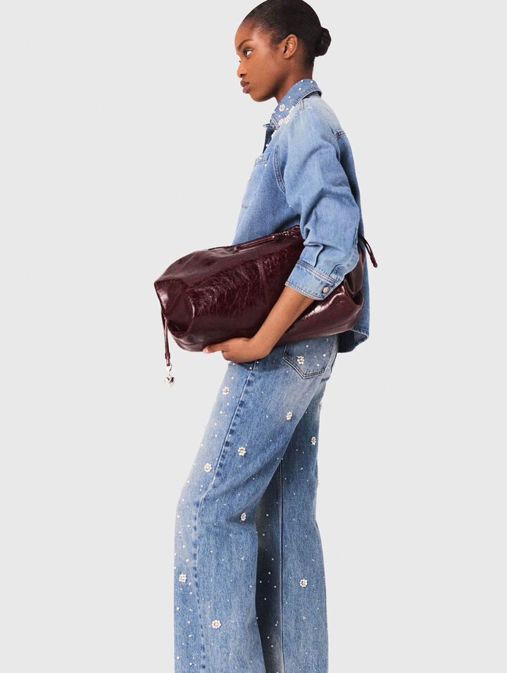 Denim shirt with embroidered beads