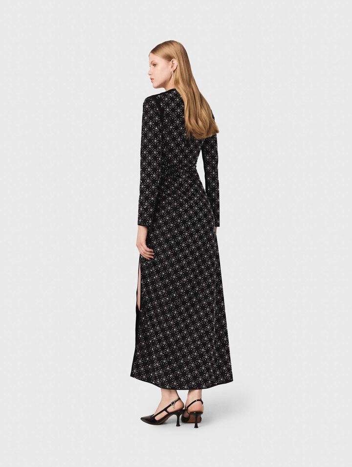 Beaded and rhinestone maxi dress