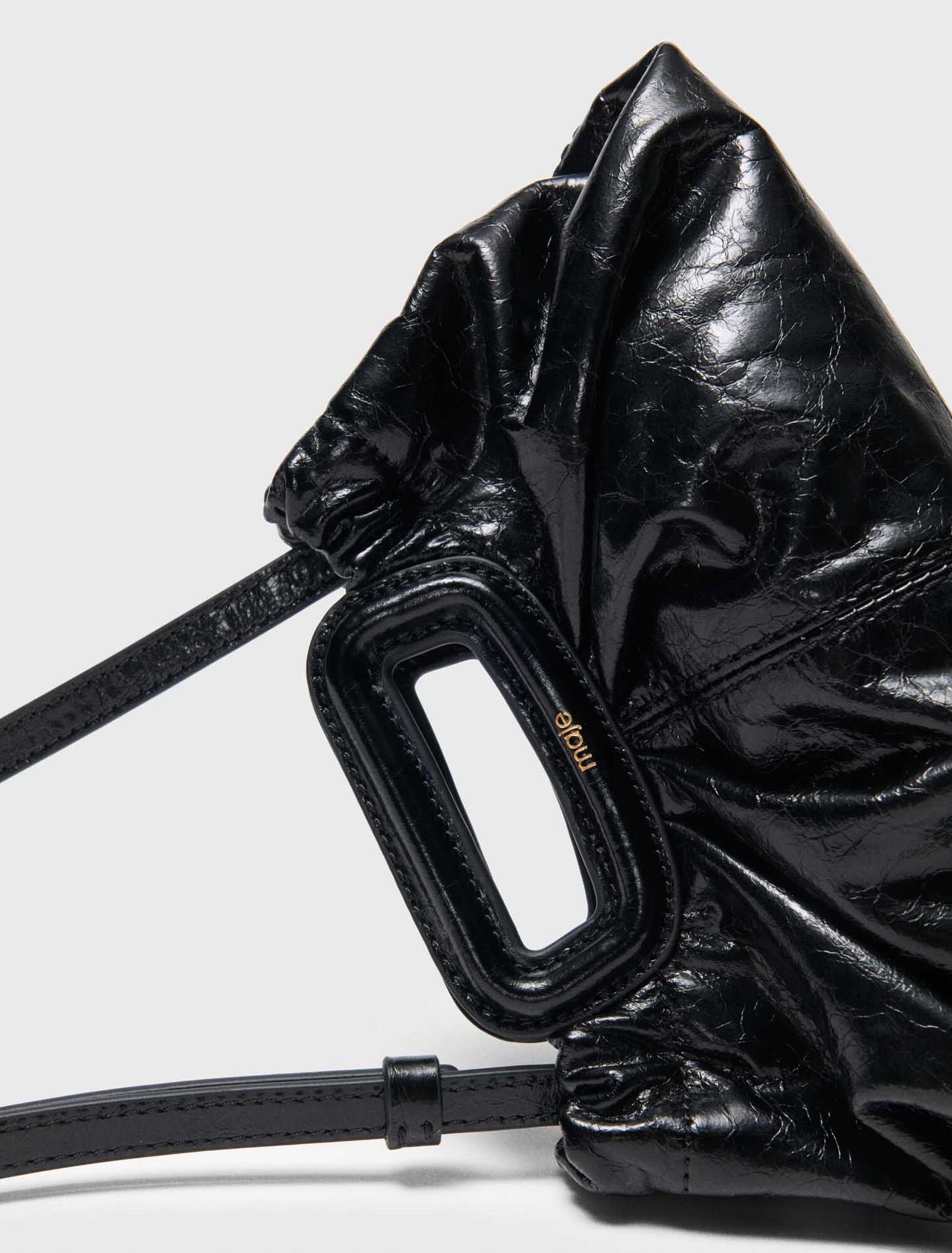 Mini crackled leather clutch