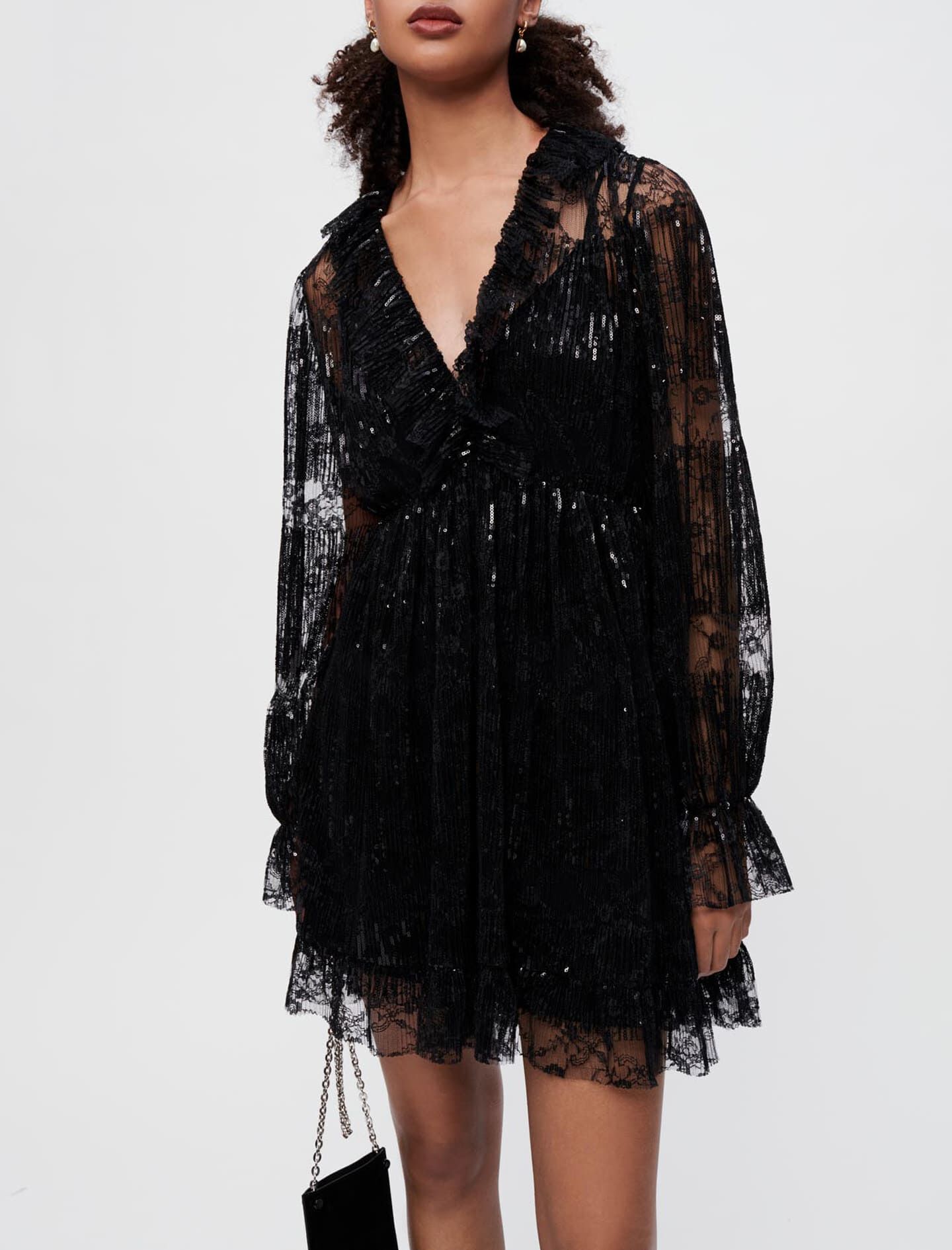 Maje black lace dress store