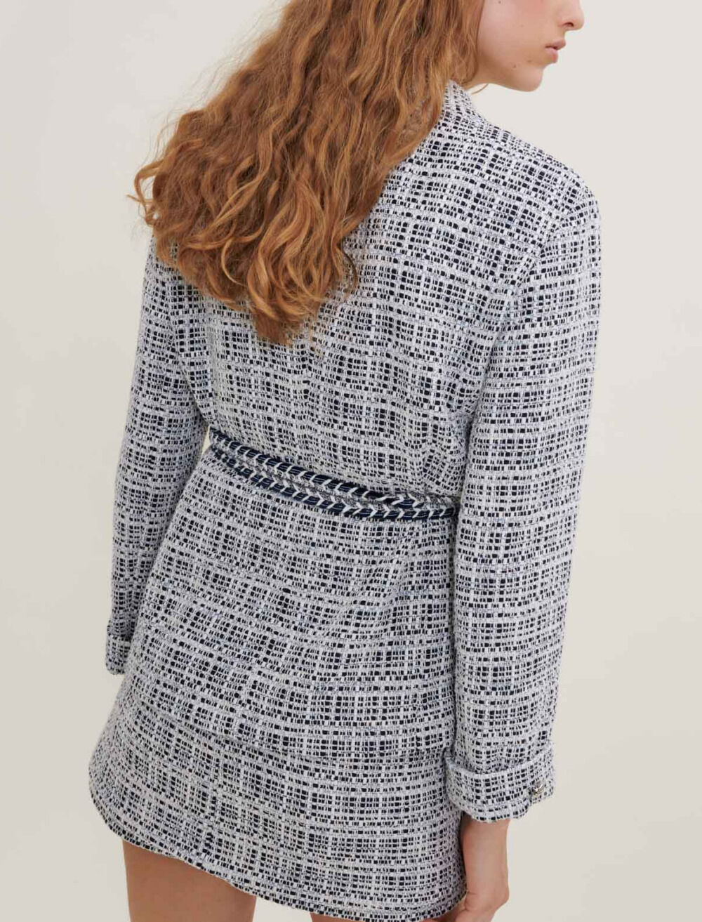 Belted tweed jacket Blue for Women | Maje