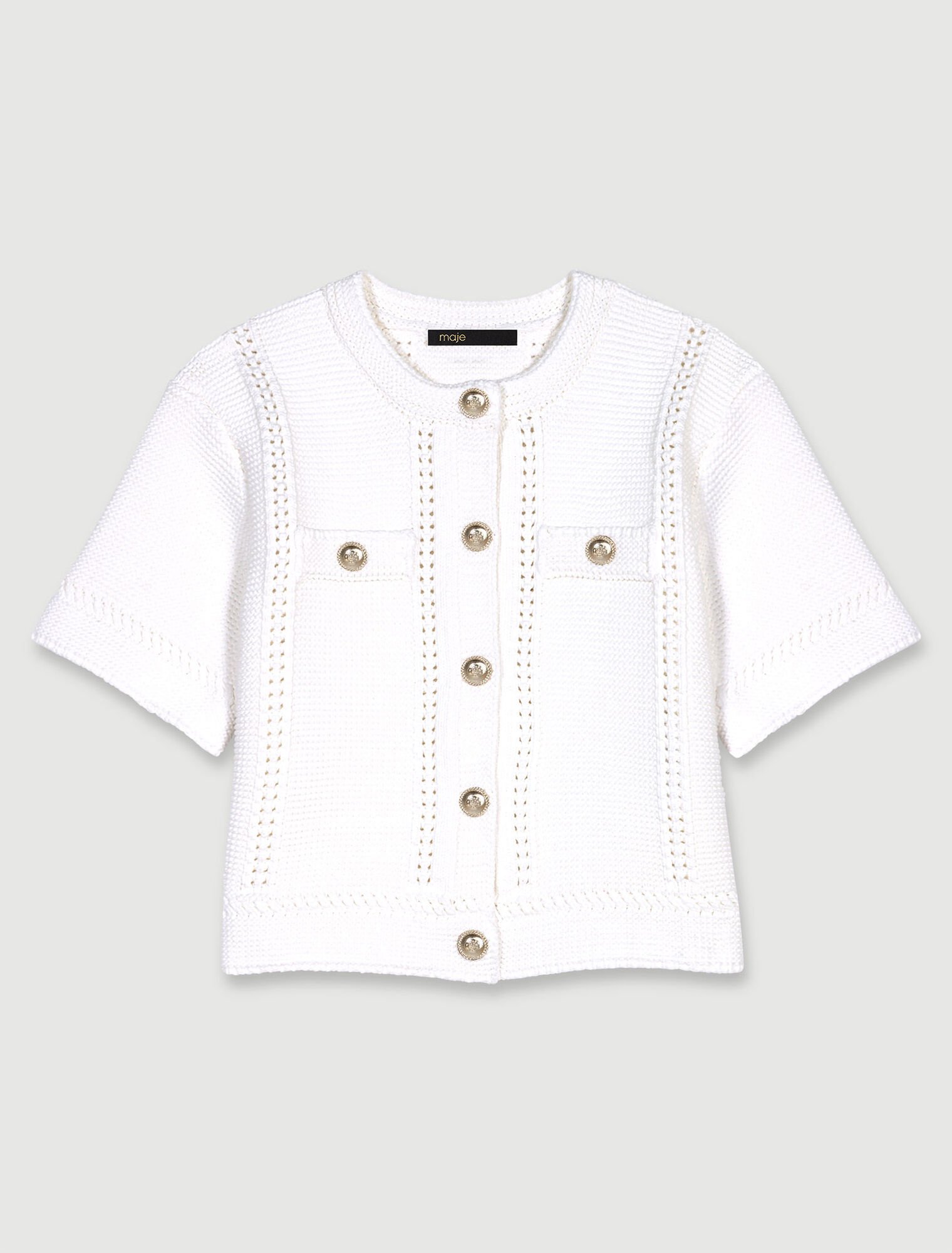 Short-sleeved knit cardigan