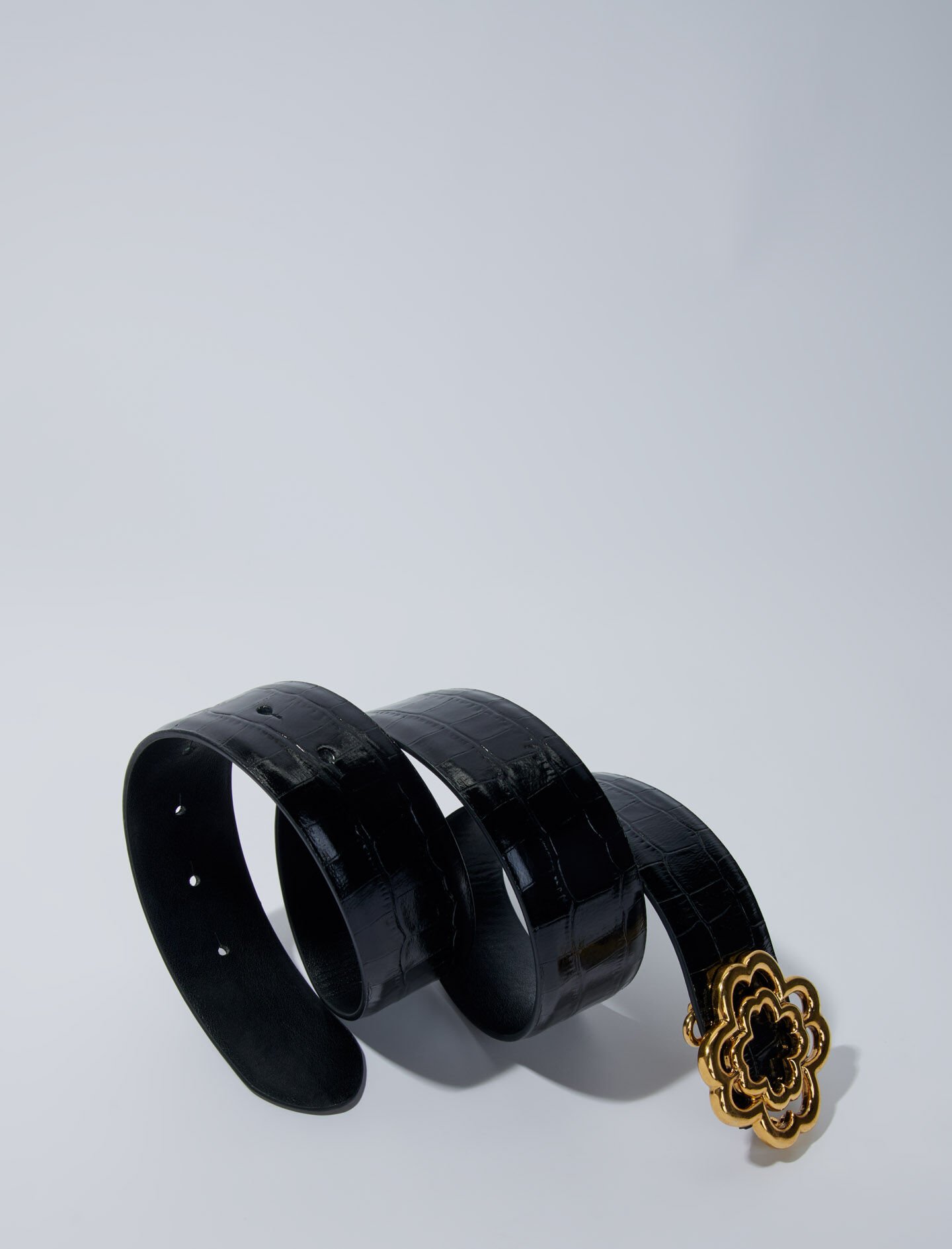 Croc-effect leather double M belt - Belts | Maje Croc-effect leather double M belt - Belts | Maje
