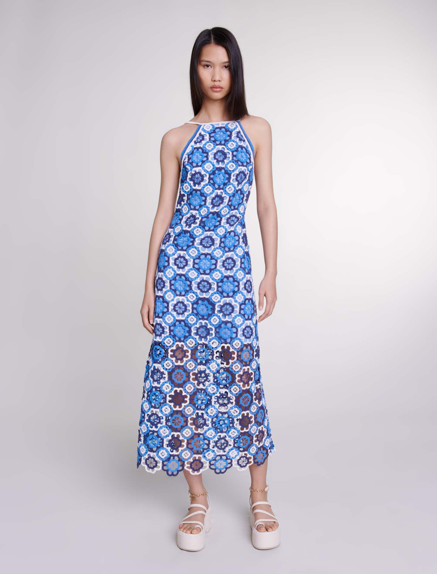 Three tone crochet dress Maje