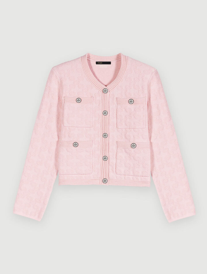 Pink textured knit cardigan