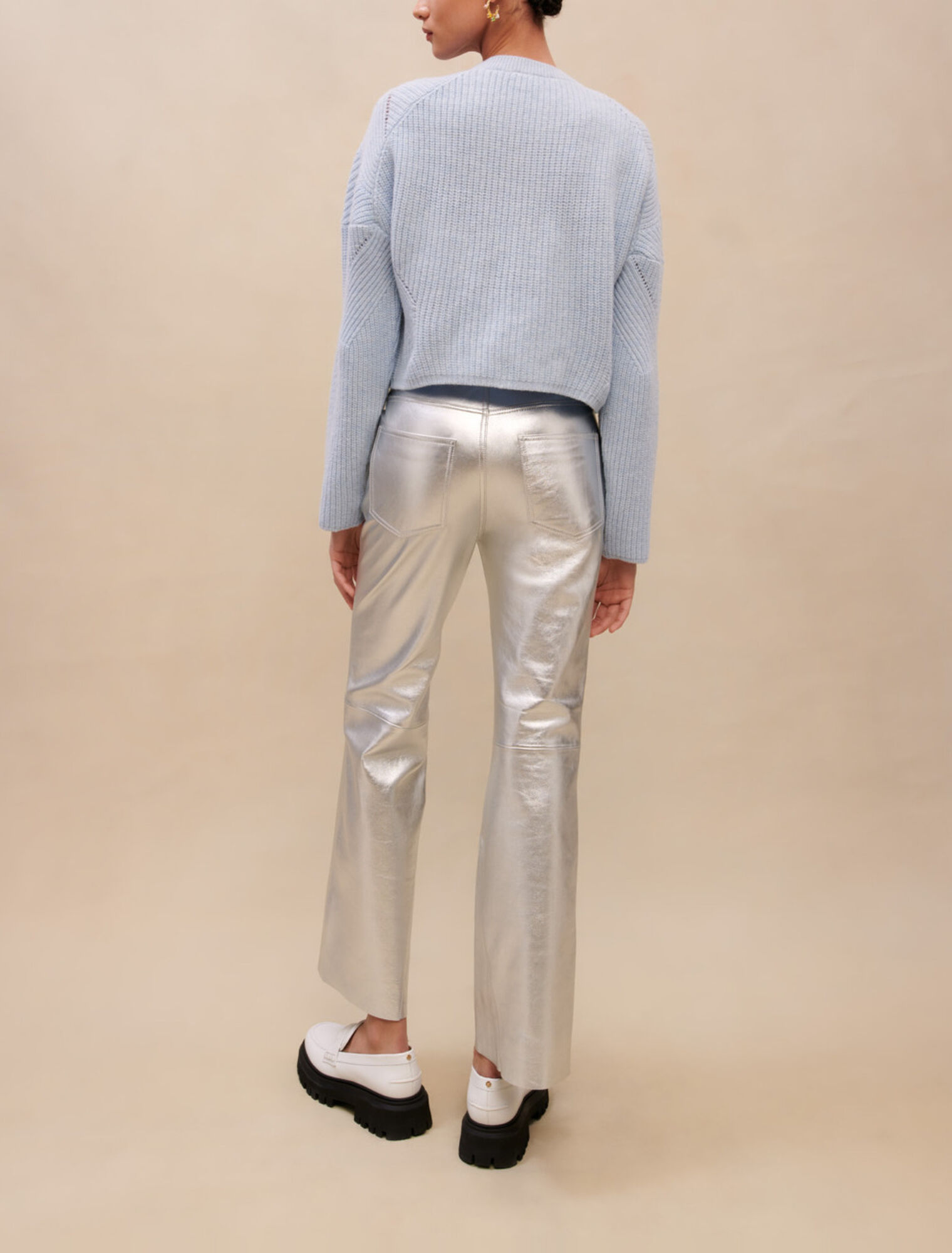 Metallic leather pants
