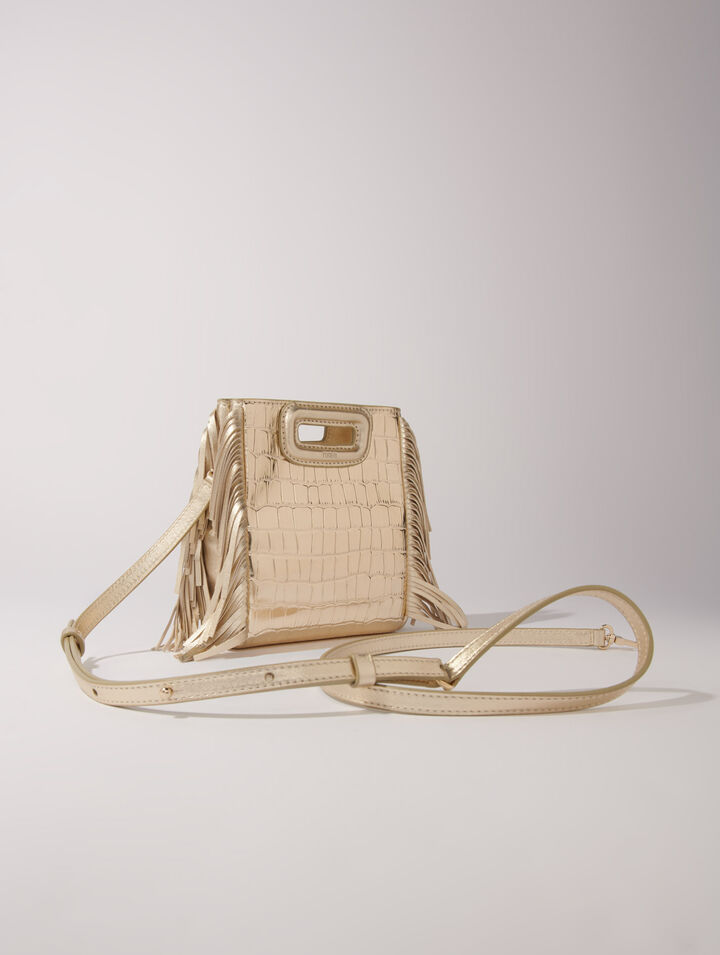 Mini embossed-leather M bag with chain