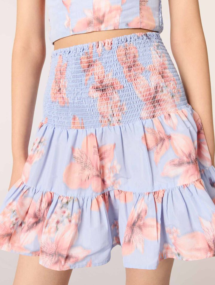 Patterned taffeta flared skirt