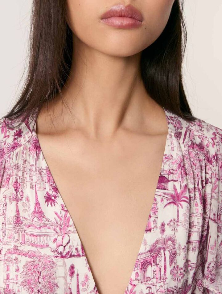 Patterned ruffled dress