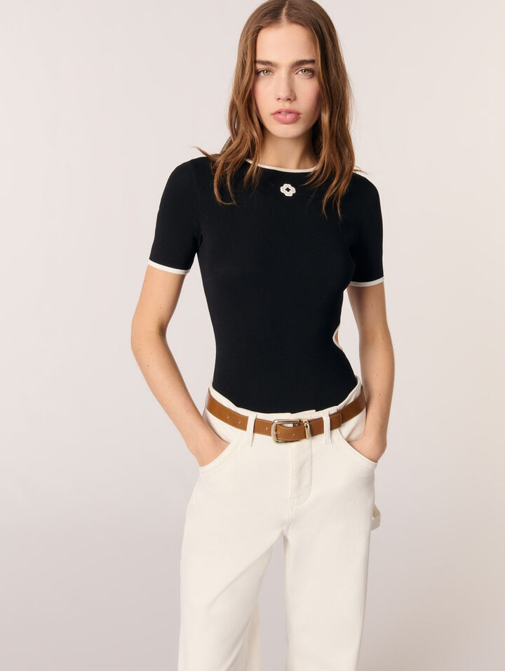 Openwork knit bodysuit