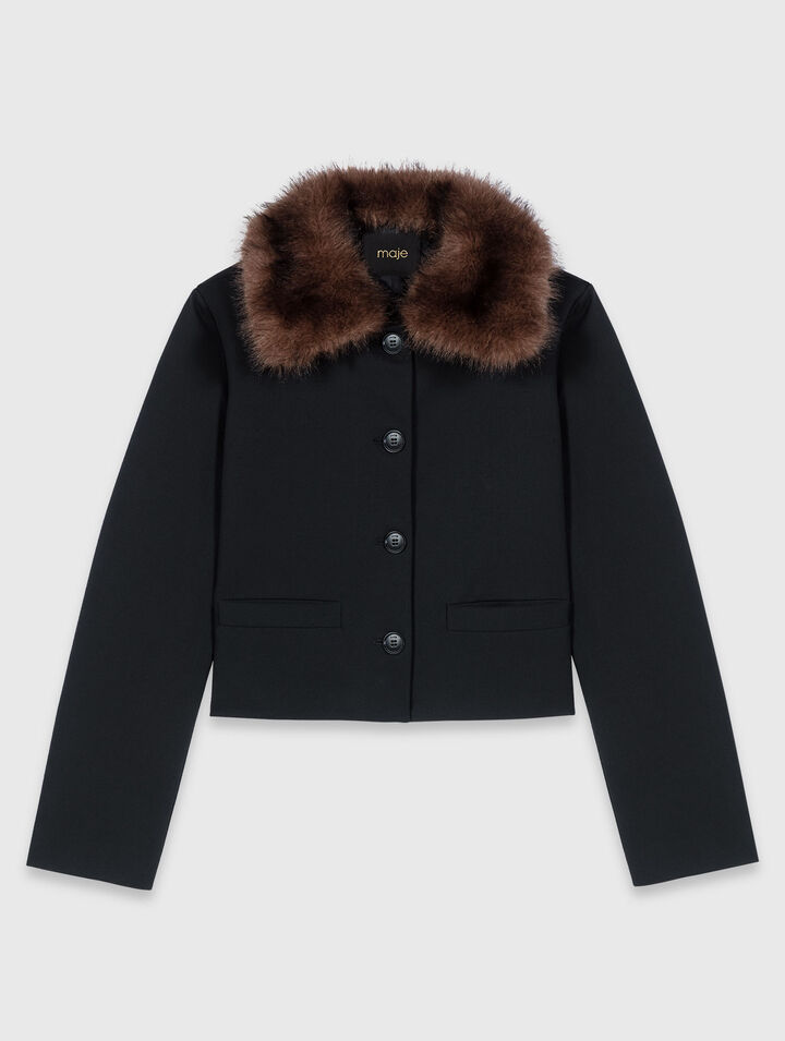 Short jacket with removable collar