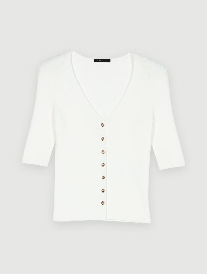Ribbed V-neck top