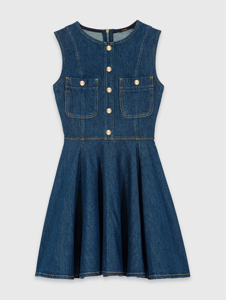 Short flared denim dress