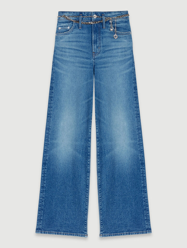 Jeans with chain-link belt