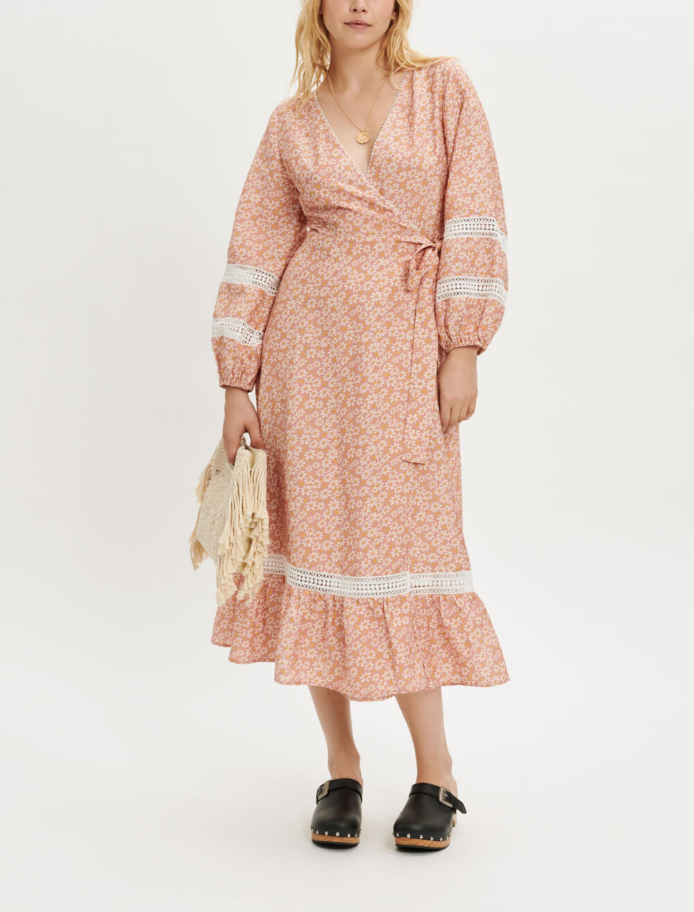 Printed wrap dress with braids Offline Dresses Maje