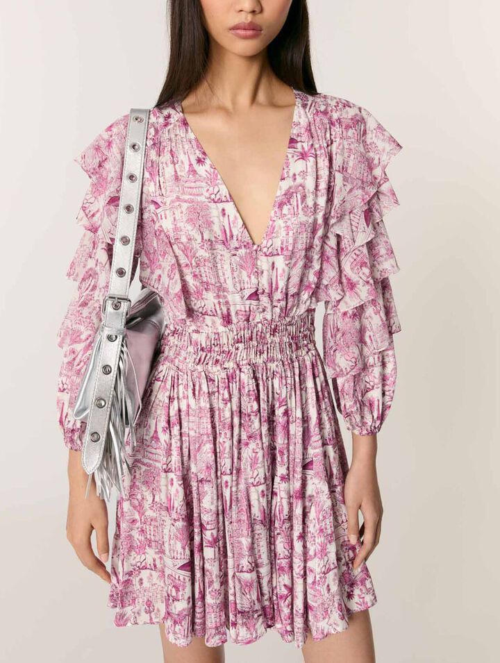 Patterned ruffled dress