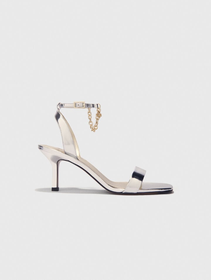 Heeled mirror leather sandals