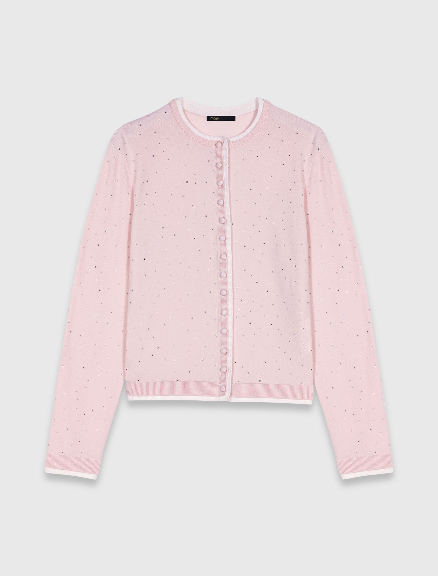 Knit cardigan with rhinestones Pink for Women | Maje