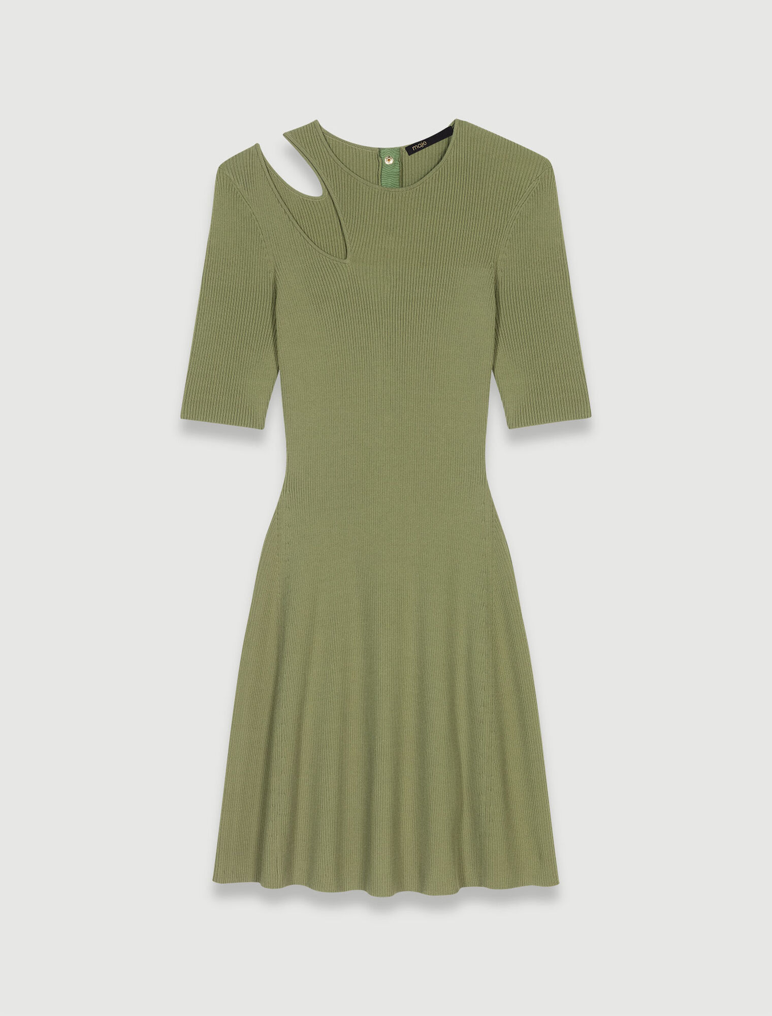 Knit dress with cut-out at the shoulder