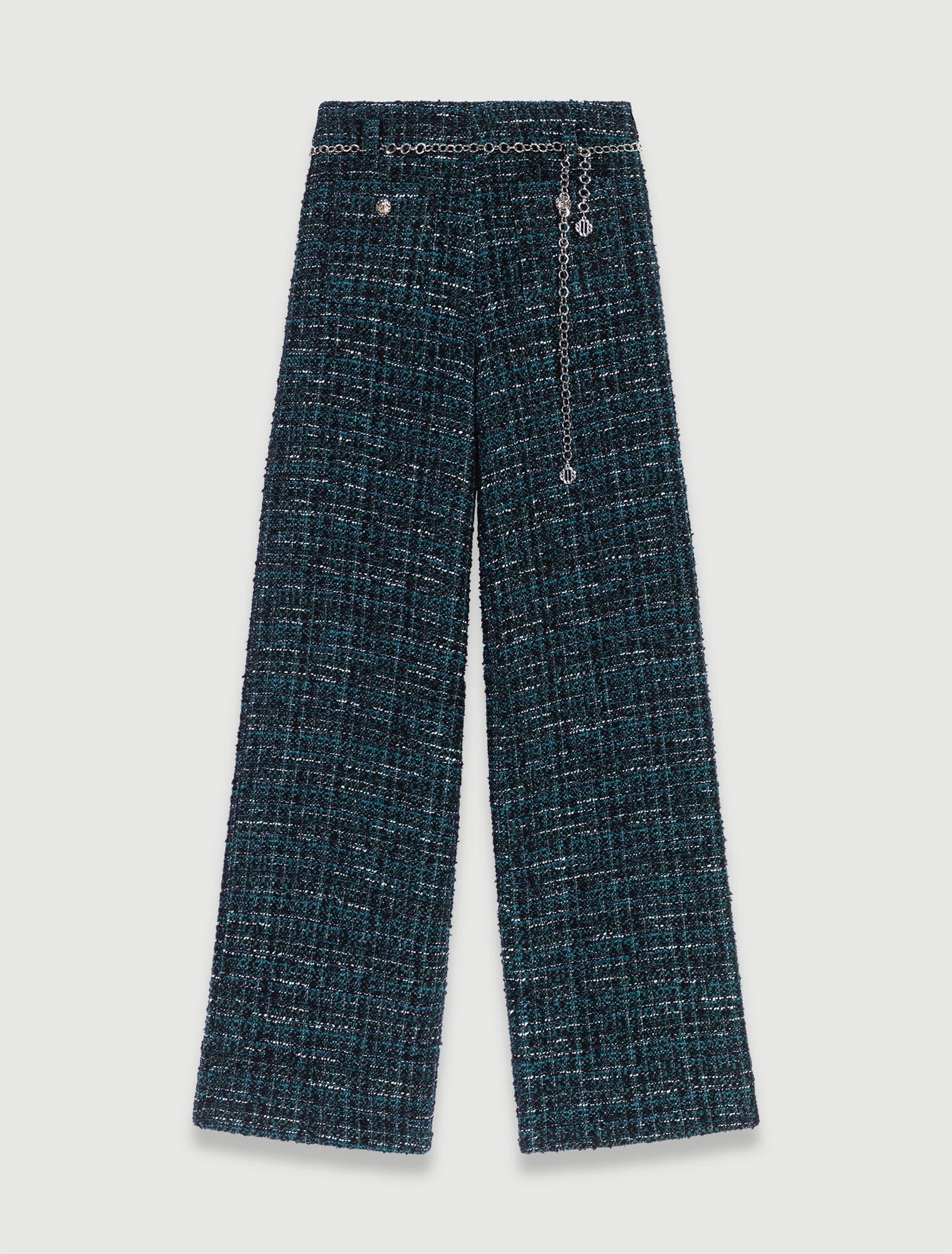 Wide-leg tweed trousers