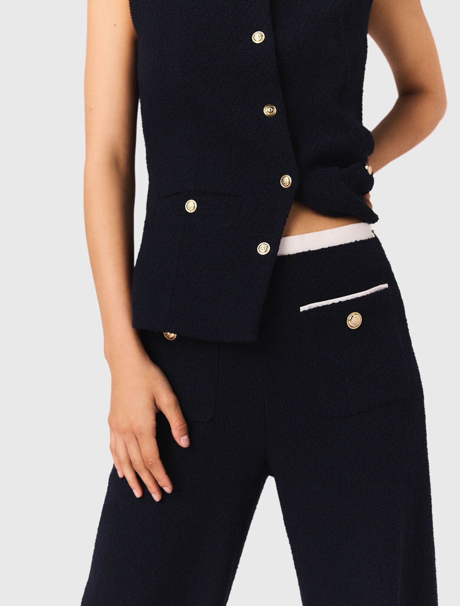 Straight-leg tweed trousers