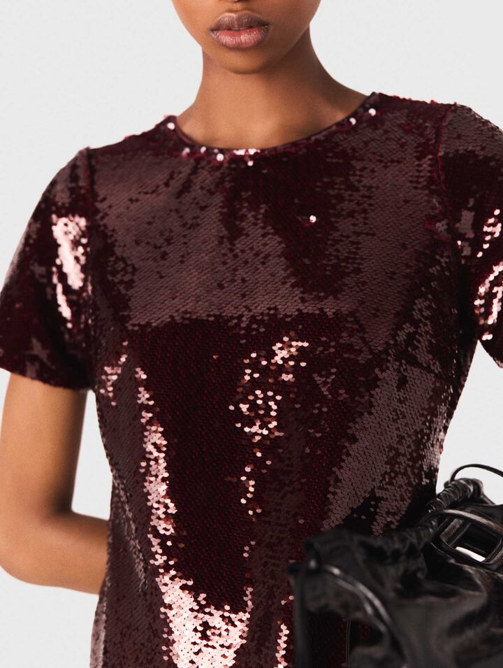 Embroidered sequin short dress