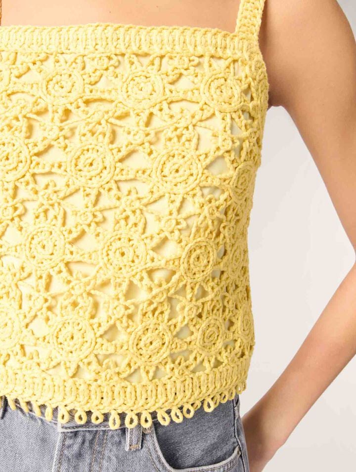 Crochet-knit top