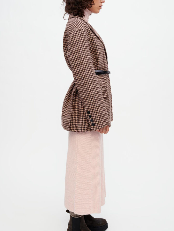 Oversized houndstooth coat