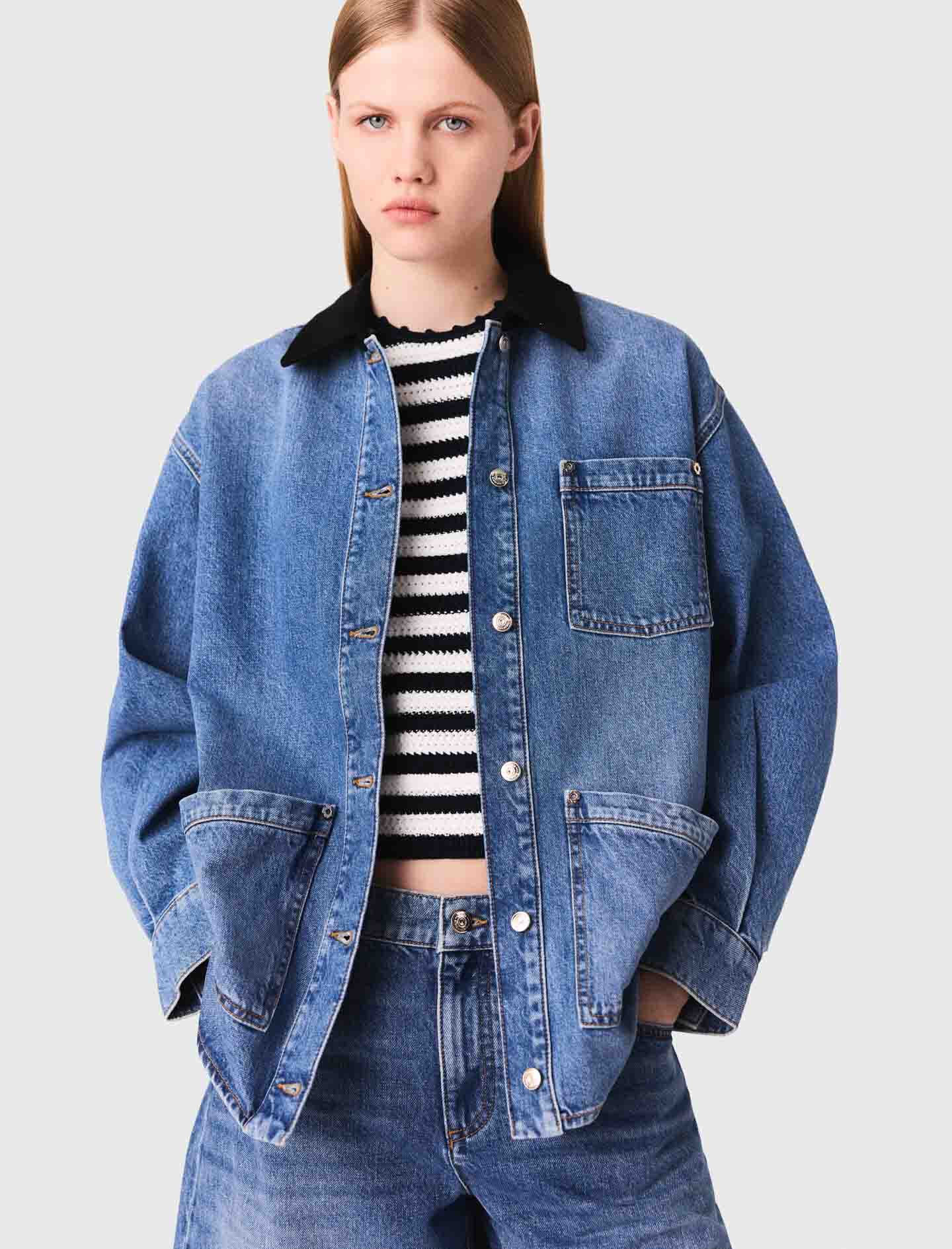 Maje デニムジャケット 36 Faded denim jacket Blue for Women | Maje