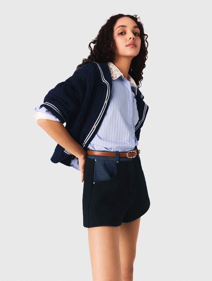 Tweed shorts with denim details