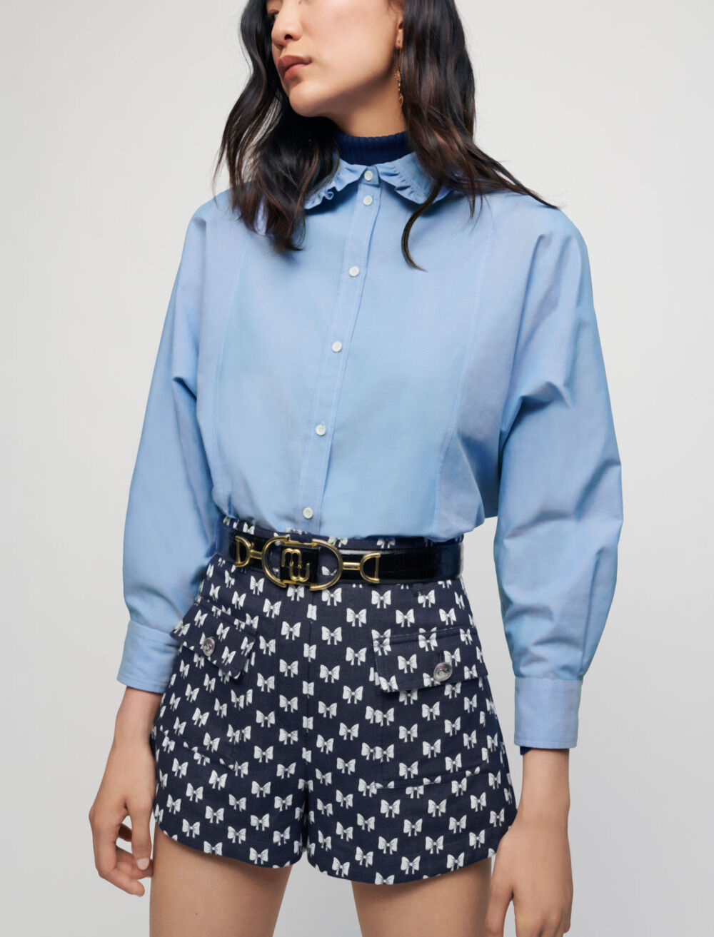 Jacquard knot shorts Blue for Women | Maje