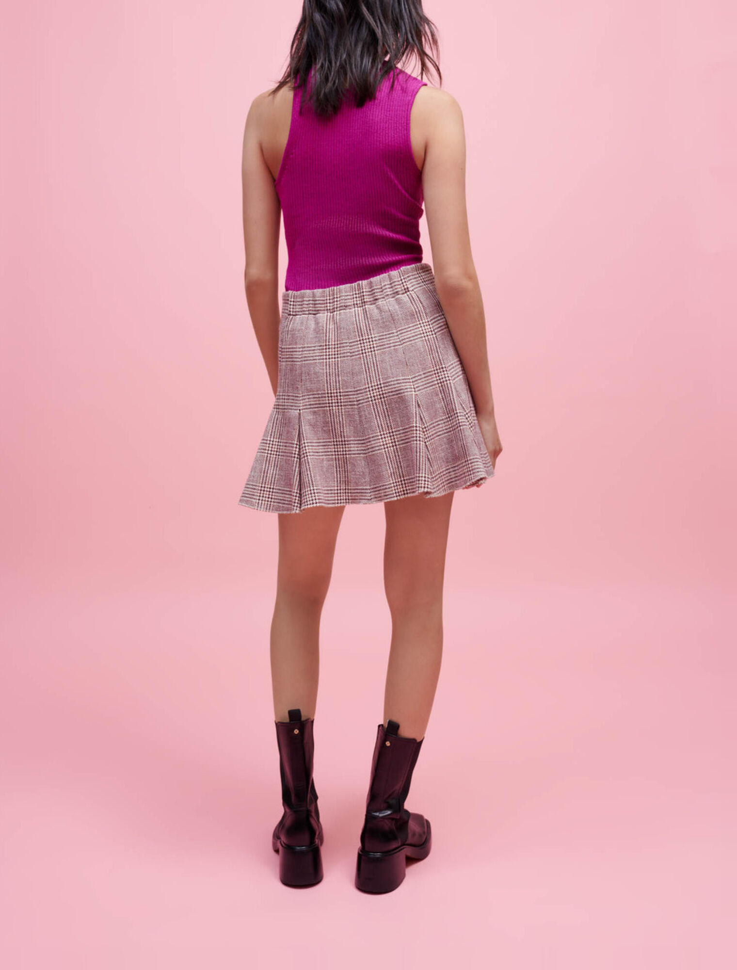 Checked skirt with godets