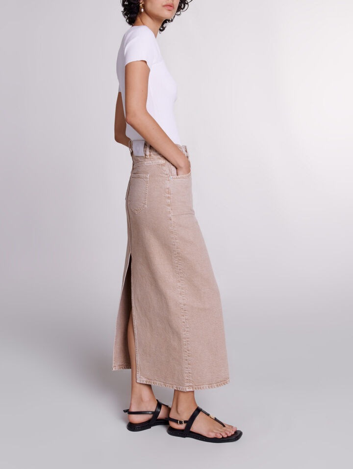 Long denim skirt
