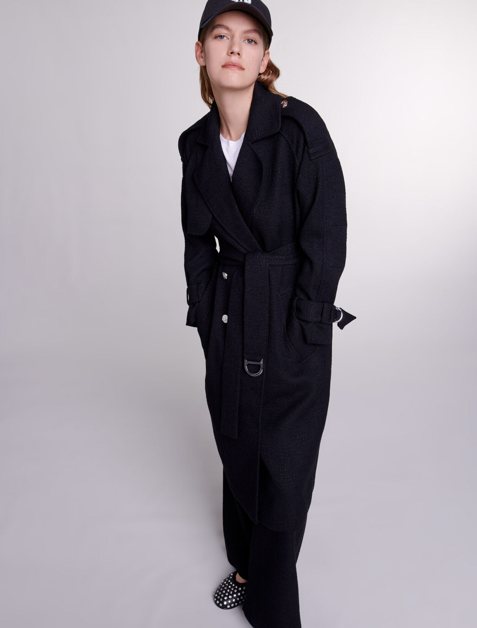 Tweed trench coat